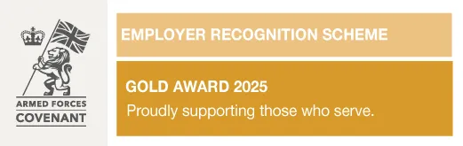 Armed Forces Covenant Employer Recognition Scheme Gold Award 2025 – Proudly supporting those who serve.