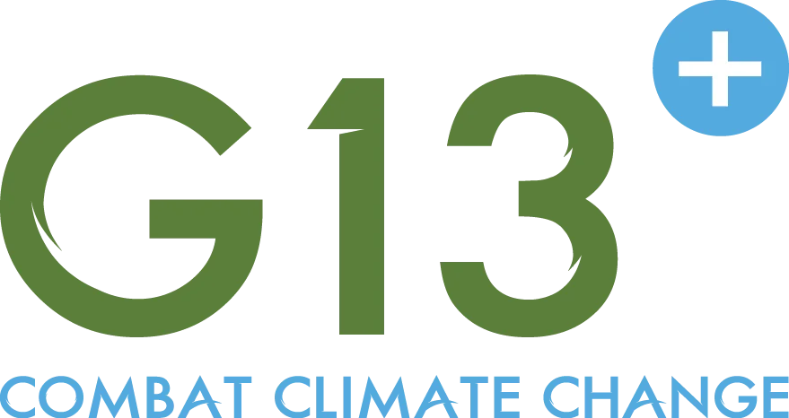 G13+ logo design featuring clean typography, climate-conscious branding, and logo — developed by Montpellier Creative